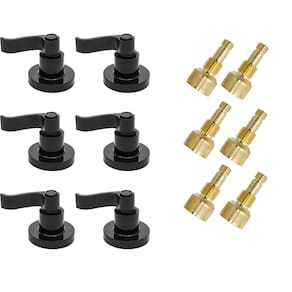 Kit 06Acabamento C70 Curvo Preto Registro Pressão Docol