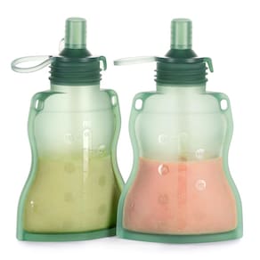 Bolsa de comida para bebês reutilizável com Yummy Pouch 120 ml, 2 pacotes de 6 m ou mais