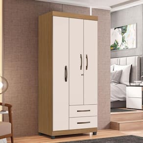 Guarda Roupa 3 Portas Ubatuba Nature Off White