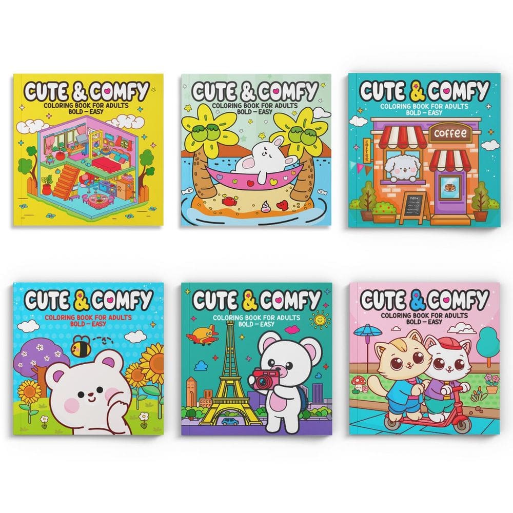 Combo Cute & Comfy Extra - Kit com 6 Livros de Colorir Adulto