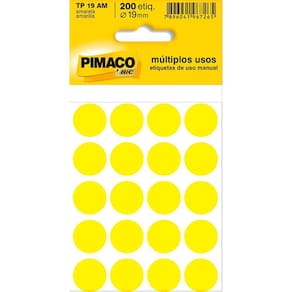 Etiqueta Multiuso Ø 19 Mm 10 Folhas Tp19 Amarelo Pimaco