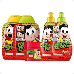 Kit Cia da Natureza Magali Kids Cabelos Ondulados e Cacheados: Shampoo, Condicionador, Máscara, Creme e Umidificador