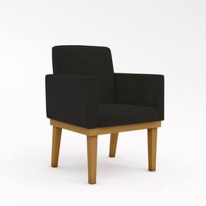 Poltrona Decorativa Base Reforçada Escritório Recepção Sala Cor:preto Preto