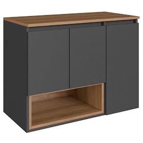 Gabinete Suspenso 3 Portas Com Tampo Bl9220 Mell Grafite Faem Mell Grafite