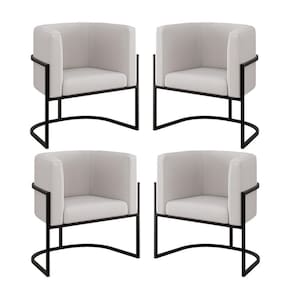 Kit 04 Poltronas Lua Sala Decorativa Base Ferro Black Veludo Cor:bege Bege