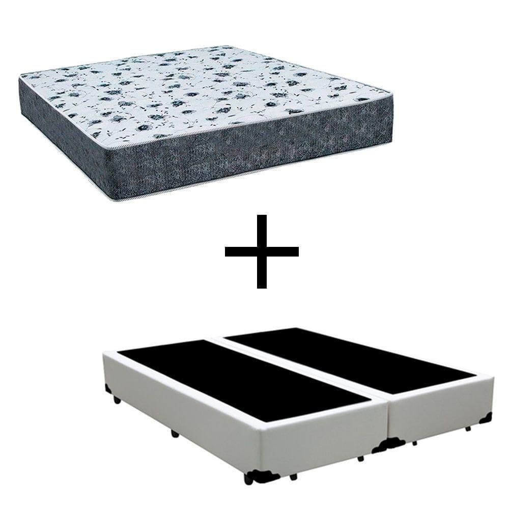 Cama Box King 193 Tecido Branco Com Colchão Alegro Bello Box D28 Cinza 57x193x203