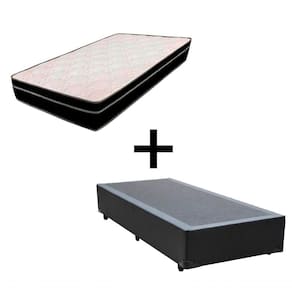 Cama Box Solteiro 88 Tecido Preto Com Colchão Paris Bello Box Molas Preto 56x88x188