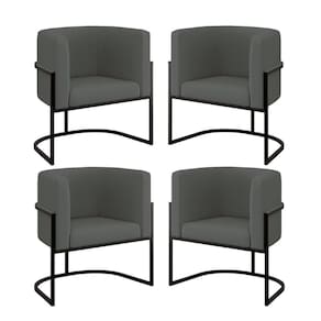 Kit 04 Poltronas Lua Sala Decorativa Base Ferro Black Veludo Cor:cinza Cinza