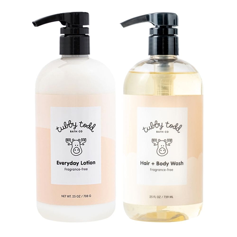 Kit de banho e cuidados com a pele para bebês Tubby Todd Wash & Lotion 750 ml