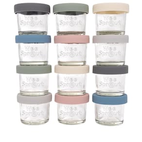 Frascos de vidro para armazenamento de alimentos para bebês WeeSprout 120 ml com tampas, pacote com 12