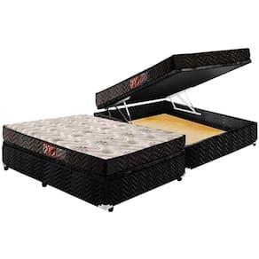 Cama Box Baú Casal: Colchão Espuma D45 Paropas Pasquale + Base Crc Suede Black(138X188)