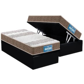 Cama Box Baú Solteiro: Colchão Ortopédico Probel D33 / Ep Plus Double Face + Base Black(88X188)