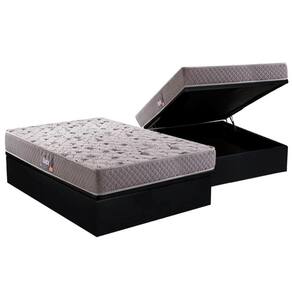 Cama Box Baú Casal: Colchão Anatômico Herval D45 / Ag65 Black Double Face + Base Black(138X188)