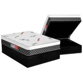 Cama Box Baú Casal: Colchão Ortopédico Plumatex Falcon Ultra Firme + Base Crc Suede Black(138X188)