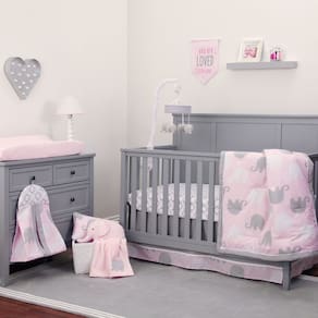 Conjunto de edredom NoJo Dreamer Pink/Grey Elephant 8 peças