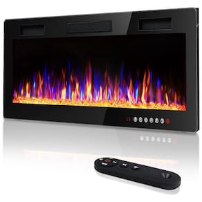 Lareira Elétrica de Embutir A45x76L com Controle Remoto e Tela Sensível ao Toque, 110V, Vitesse, Preta