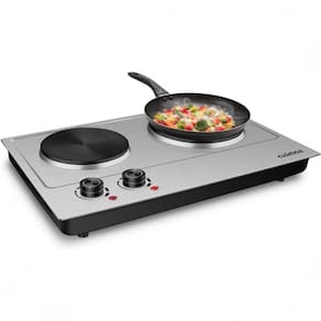 Cooktop Elétrico Portátil C180N com 2 Queimador 1800W Aço Inoxidável, 110v, CUSIMAX ES 3202, Prateado