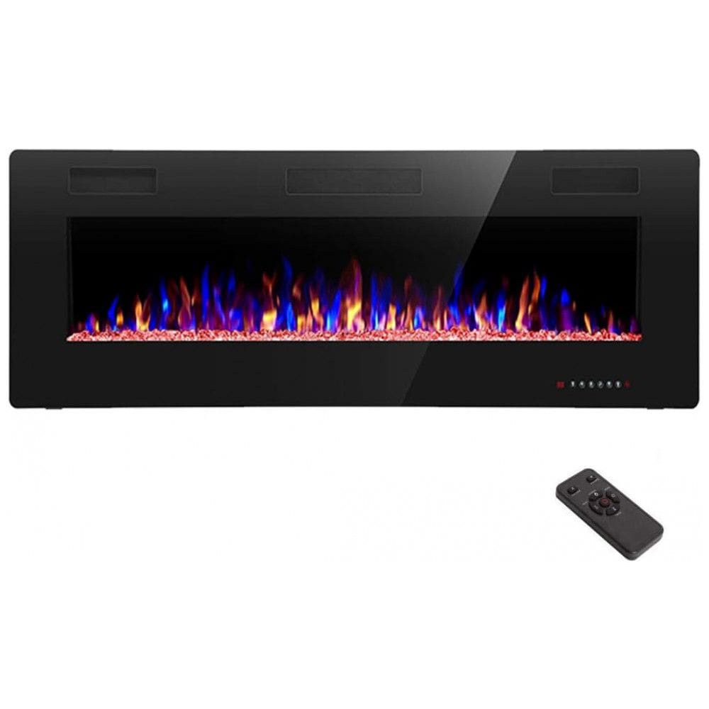 Lareira Elétrica de Embutir A45x127L com Controle Remoto e Temporizador, 110V, R.W.FLAME, Preta