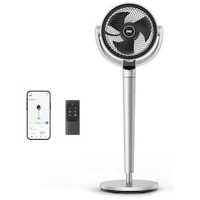 Ventilador Pedestal com Oscilação Omnidirecionais de 150°+120°, 6 Modos, 9 Velocidades, Temporizador 12H, Controle Remoto e APP, 110V, Dreo, Prata