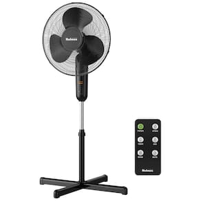 Ventilador Pedestal com Oscilação de 80°, 3 Modos, 3 Velocidades, Temporizador 7,5H e Controle Remoto, 110V, HOLMES, Preto