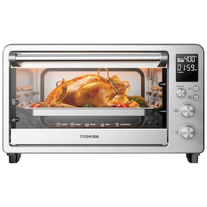 Forno Elétrico 12 em 1 em Aço Inoxidável, com Tela LED e Capacidade de 25L, 110V 1500W, TOSHIBA, Prata
