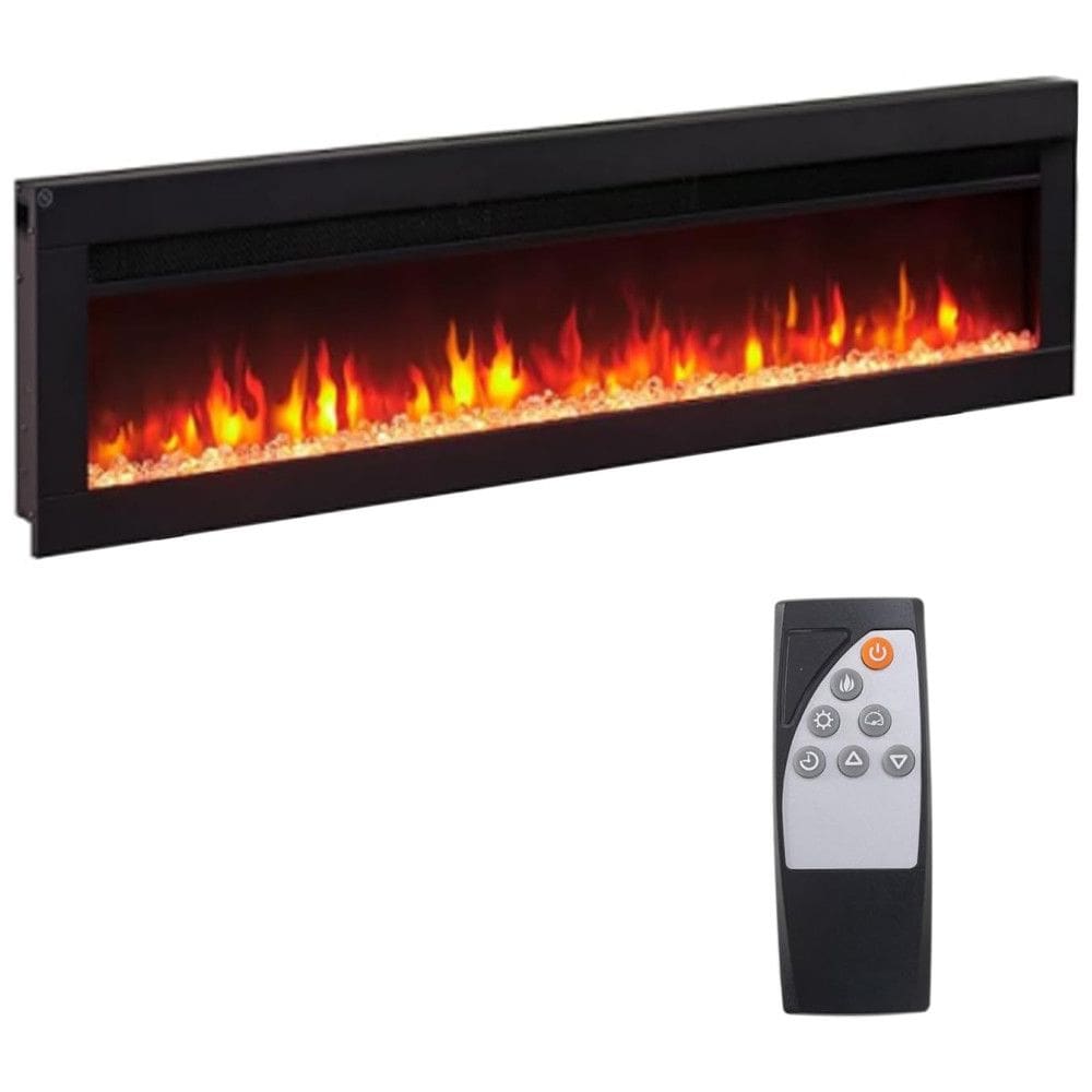 Lareira Elétrica Panana de 152 cm, Embutida ou de Parede, com Timer, LED Touch, Controle Remoto, Chamas Ajustáveis em Cor e Velocidade