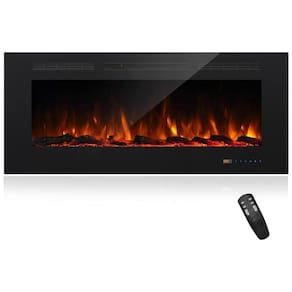 Lareira Elétrica Inteligente de 127 cm com Wi-Fi, 5 Configurações de Chama, Troncos ou Cristais, Controle de Temperatura por Painel, Masarflame