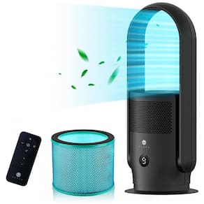 Ventilador de Torre sem Lâmina e Purificador de Ar com Filtro HEPA e Controle Remoto, 110V, ULTTY CR021, Preto