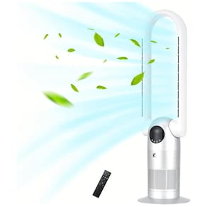 Ventilador de Torre, Sem Hélice e Purificador HEPA, Oscilação 90°, Controle Remoto, Cabeça Inclinável, Timer, AC68P Ocean Loong,Prata