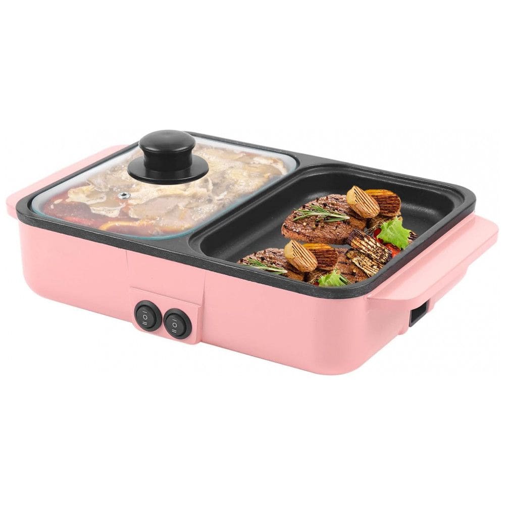 Panela Elétrica e Grill Antiaderente e Controle de Temperatura 110V 1200W SNKOURIN Rosa