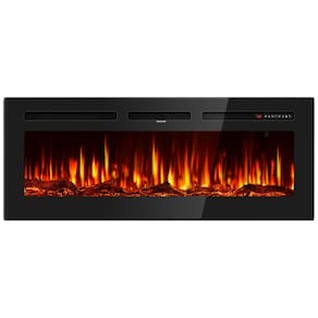 Lareira Elétrica de 127 cm, Embutida ou de Parede, Ultrafina, Aquecedor Linear 750/1500W com Chama Realista, Alta Temperatura, Baixo Ruído, Tehanld