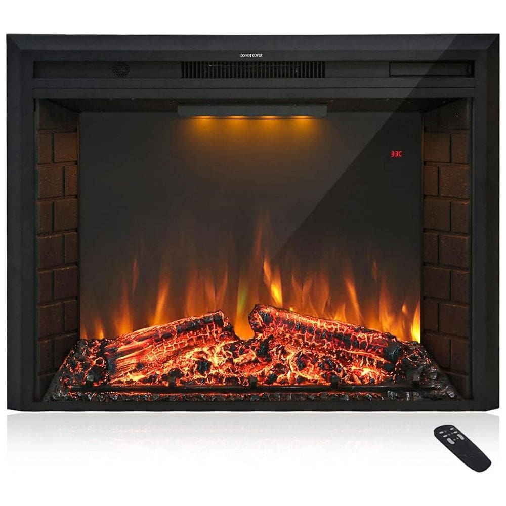 Lareira Elétrica Masar Flame de Embutir A62x83L com Controle Remoto e Som de Fogo, 1500W, 110v, MASARFLAME, Preto