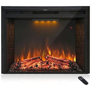 Lareira Elétrica Masar Flame de Embutir A69x127L com Controle Remoto, Luz de LED e Somde Fogo, 1500W, 110v, MASARFLAME, Preto