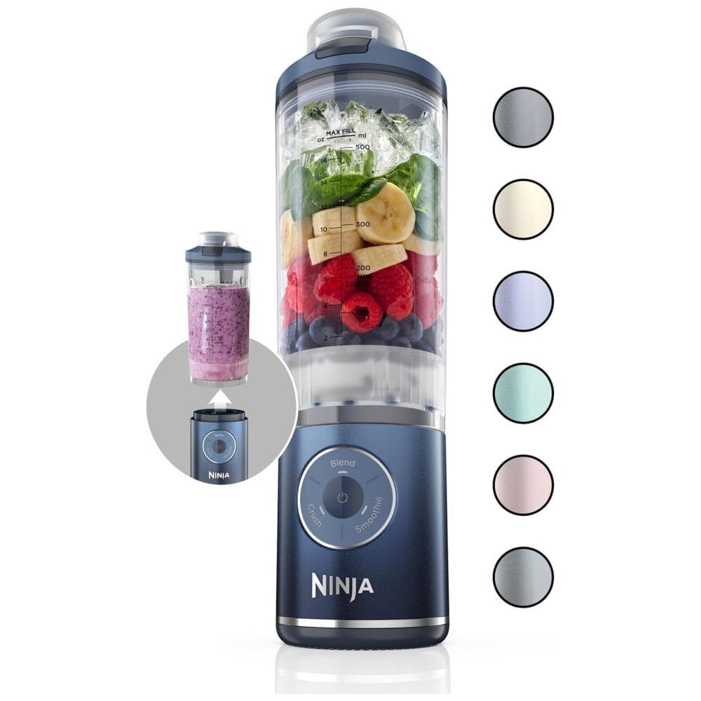 Liquidificador Portátil sem Fio 500mL com 3 Programas, À prova de Vazamento, 11V, Ninja Blast Max, BC251NV, Azul