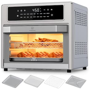 Forno Elétrico 18 em 1 com Capacidade de 25L, Material de Aço Inoxidável, Recursos de Zona Dupla e Tela Digital, 110V 1700W,  Kitchen Elite, Prata