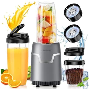 Liquidificador Portátil com Moedor de Café, Capacidade de 800mL e 2 Lâminas de Aço Inoxidável, 1100W, LAMPICK, Cinza