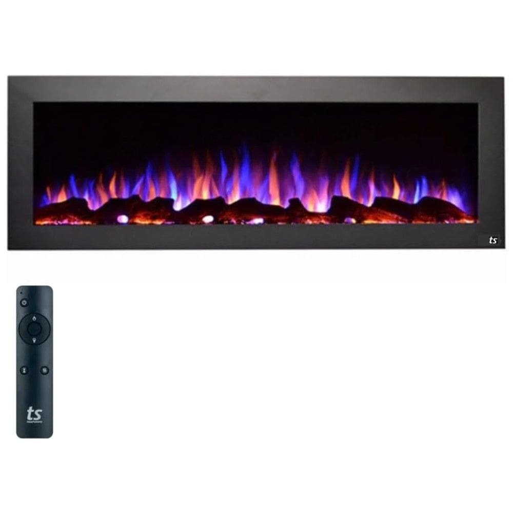 Lareira Elétrica de Embutir L127 x A45 com Chama Realista de 3 Cores e 2 Modos de Uso, 110V, Touchstone, Preta