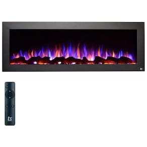 Lareira Elétrica de Embutir L127 x A45 com Chama Realista de 3 Cores e 2 Modos de Uso, 110V, Touchstone, Preta