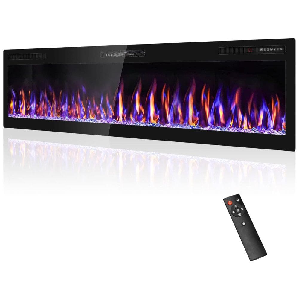 Lareira Elétrica 173 cm, Revestimento Ultra Estreito, Montada na Parede, com Controle Remoto, Tela Touch, Aquecedor 1500W.Eueiriup