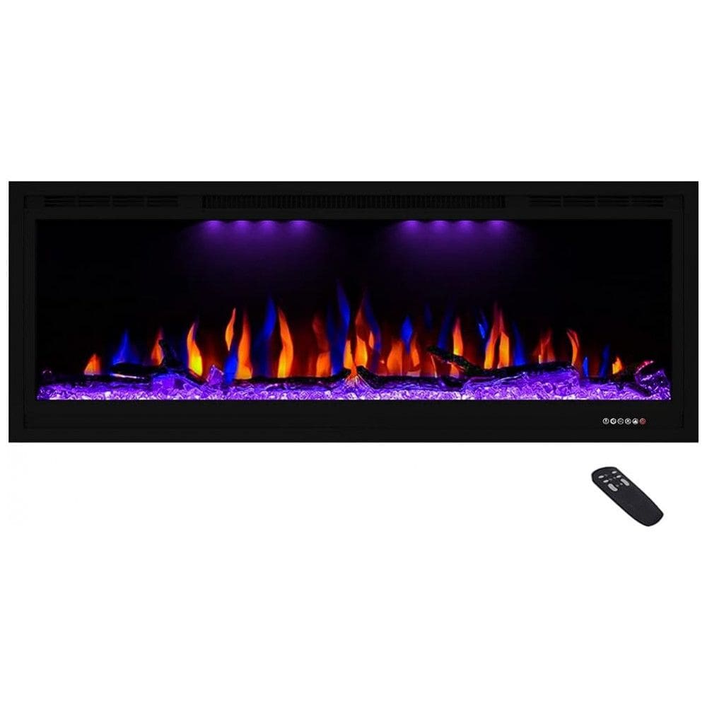 Lareira Elétrica de Embutir A43x127L com Controle Remoto e Chamas Multicolorida, 110V, Masarflame, Preta