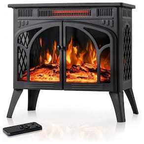 Lareira Elétrica com Controle Remoto e Chamas 3D Ajustável, 1500W, 110v, Electactic, Preto