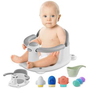 Assento de banho de bebê TOSGN para bebês de 6 a 24 meses com acessórios cinza