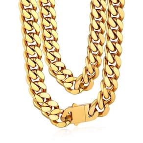 Colar Bandmax Gold Miami Link Chain 12 mm para homens 60 cm