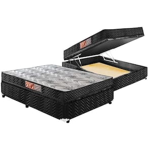 Cama Box Baú Casal: Colchão Espuma D45 Paropas Pasquale + Base Crc Suede Black(138X188)