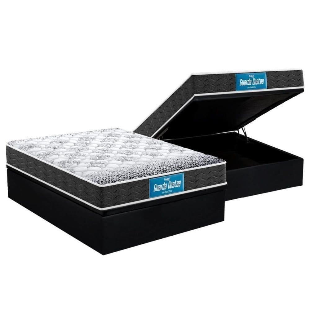 Cama Box Baú Casal: Colchão Anatômico Probel D28 / Ep Prómiddle + Base Black(138X188)