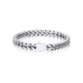Pulseira Bandmax, corrente cubana de aço inoxidável, 7 mm de largura, 18 cm