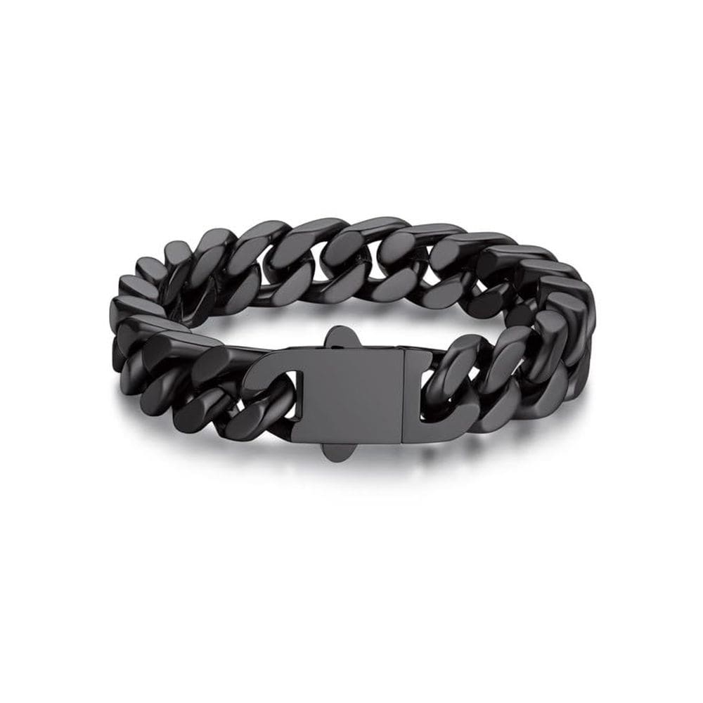 Pulseira Bandmax Chunky Curb Chain 12 mm em aço inoxidável preto