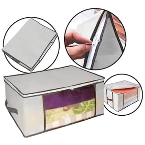 Caixa Organizadora Roupa Coberta: Armazene Edredons e Roupas com Proteção, Design Dobrável, Visor Transparente e Material Resistente
