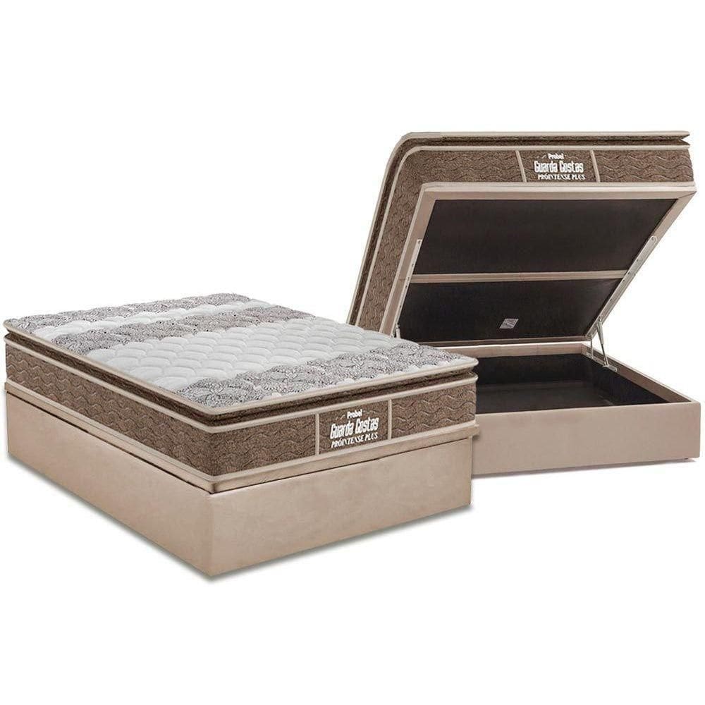 Cama Box Baú Casal: Colchão Espuma D33 Probel / Ep Próintense Plus + Base Clean(138X188)