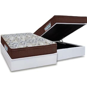 Cama Box Baú Casal: Colchão Ortopédico Ortobom D45 / Ep Iso 150 Mega Firme + Base White(138X188)